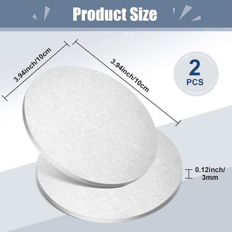 Yaocom 2 Pcs 1/8" x 4" Aluminum Disc Round Aluminum Sheets and Plates, 6061 Aluminum - Image 2